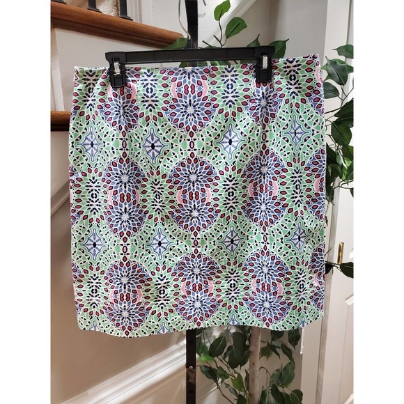 Talbots Womens Multicolor Kaleidoscope Print Cotton Side Zip Mini Skirt Size 14P - Picture 5 of 8